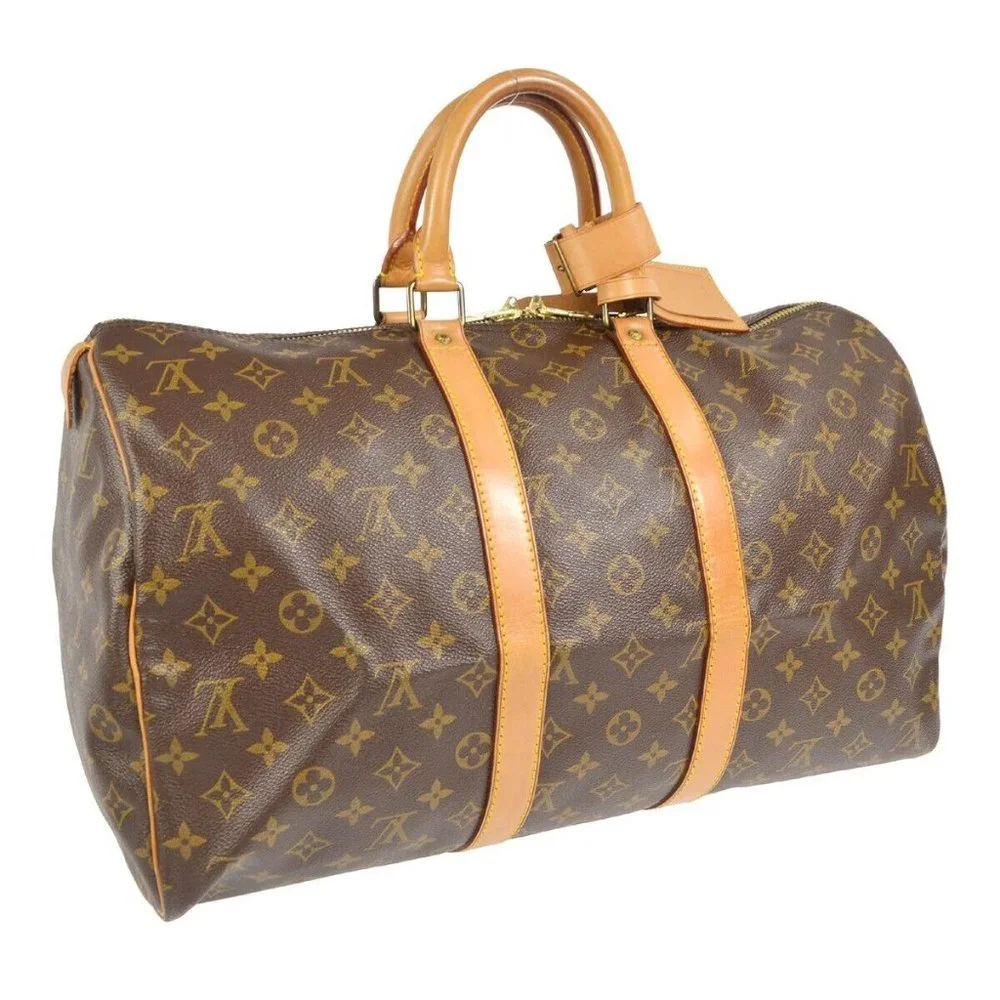 Louis Vuitton Keepall 45 Travel Duffle Handbag Monogram Canvas Leather